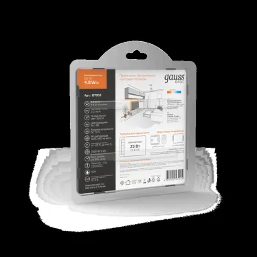 Лента светодиодная Basic LED 2835/60 12V 4,8W/m 312lm/m 3000K 8mm IP20 2m 1/100 | BT003 | Gauss