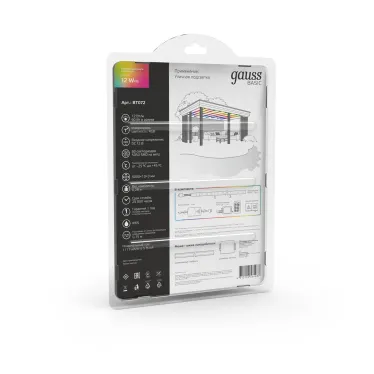 Лента светодиодная LED 5050/60-SMD 12 Вт/м 780 лм/м RGB DC 12В IP65 10мм комплект лента и драйвер (блистер 5м) Basic Gauss