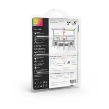 Лента светодиодная LED 5050/30RGB+30W-SMD 6 Вт/м 390 лм/м RGBW DC 12В IP20 10мм комплект лента и драйвер (блистер 3м) Basic Gauss