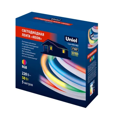 Комплект светодиодной ленты 5 м. IP67.ULS-N22 5M/RGB/1.5M IP67 RRP50C01 RGB. Cетевой шнур 1,5 м с контроллером. TM Uniel