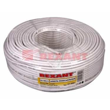 Кабель RG-58 A/U (50 Ом), Cu/Al/Cu 64 % (бухта 100 м) белый  | 01-2001 | REXANT
