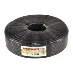 Кабель коаксиальный RG-6U+Cu, 75 Ом, Cu/Al/Cu, 64%, бухта 100 м, черный OUTDOOR, REXANT