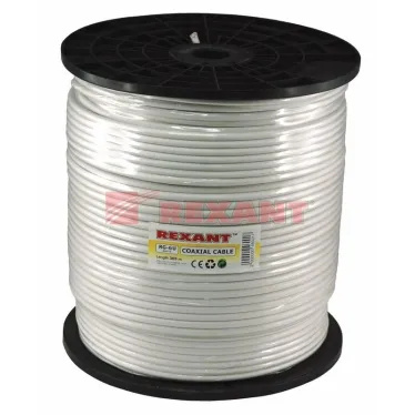 Кабель RG-6U, (64%), 75 Ом, 305м., белый | 01-2203 | REXANT