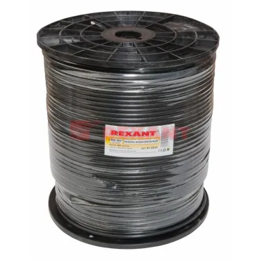 Кабель RG-6U+CU, (64%), 75 Ом, 305м., черный (OUTDOOR) | 01-2232 | REXANT