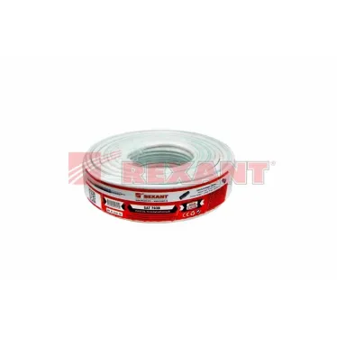 Кабель SAT 703B+Cu/Al/Cu, (75%), 75 Ом, 50м., белый | 01-2431-50 | REXANT