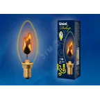 Лампа декоративная накаливания, форма свеча, IL-N-C35-3/RED-FLAME/E14 /CL, прозрачная
