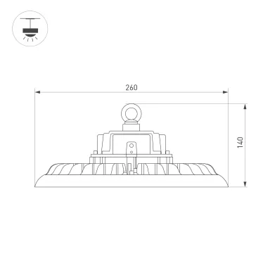 Светильник светодиодный ДСП-100 SP-ARIVA-DIM-R260-100W White5000 (BK, 60 deg, 230V, 0-10V) (ARL, IP65 металл, 5 лет)