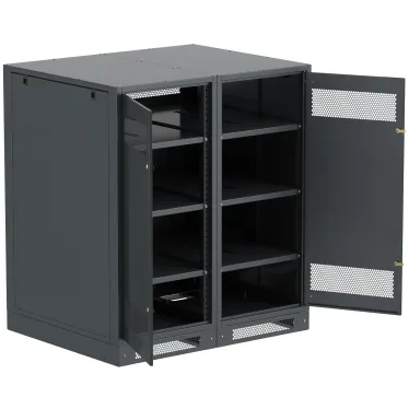 Шкаф LINEA B (пустой) 1350х1400х950мм двустворчатая металлическая дверь черный