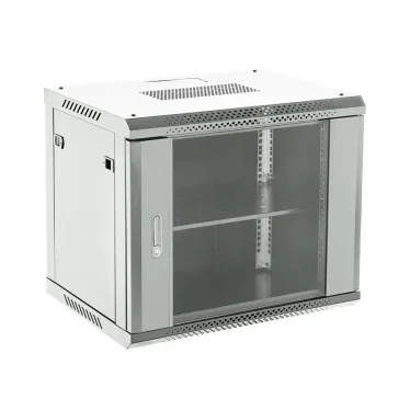Шкаф настенный 6U 600х600х368мм стеклянная дверь RAL 7035 серый