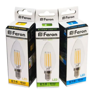 Лампа светодиодная LED 5вт Е14 теплый свеча FILAMENT