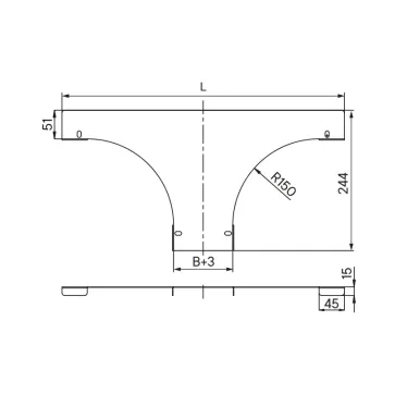 Крышка на ответвитель универсальный DL горизонтальный 300, в комплекте с крепежными элементами и соединительными пластинами, необход