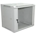                  Шкаф настенный 19 PRO 6U 600х600х370мм - передняя дверь стекло. RAL 7035,
               