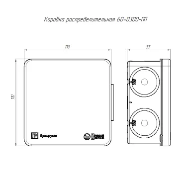 Коробка распределительная 60-0300-ПП для ПМ двухкомпонентная безгалогенная (HF) 100х100х50 с противопожарной пластиной (66шт/уп)