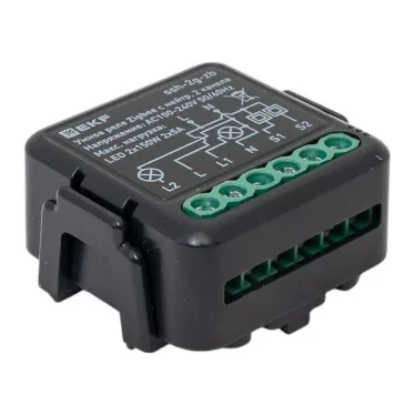 Умное реле в подрозетник 2-канальное с нейтралью Zigbee EKF Connect Select