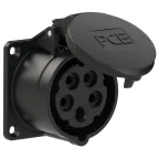 Розетка встраиваемая 16А/400V/3P+N+E/IP44, черная, фланец 70x70