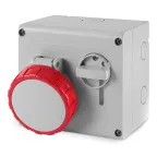                  Розетка наружной установки IP67 16А 3P+E 400В с механической блокировкой и верхним расположением разъема
               