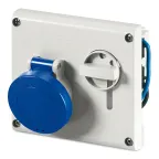                  Розетка скрытой установки IP44 32А 2P+E 230В с механической блокировкой и верхним расположением разъема
               