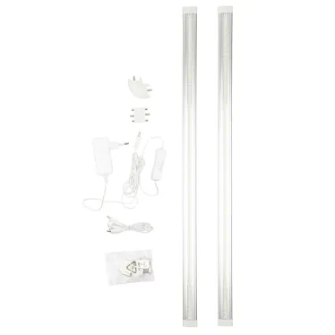 Светильники светодиодные для мебели UЛм-F45-2x6W/4500K IP20 SILVER набор из 2-х шт Механический выключатель 600*25*8мм 2*500Лм