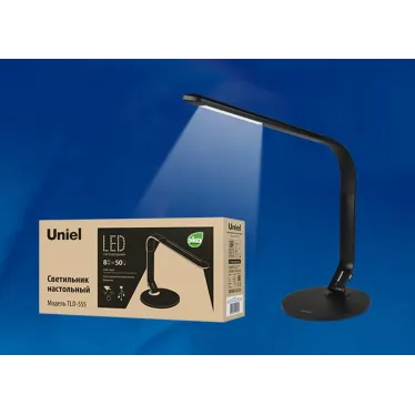 Светильник настольный TLD-555 Black/LED/500Lm/5500K/Dimmer/USB 8W сенсор Черный | UL-00003648 | Uniel