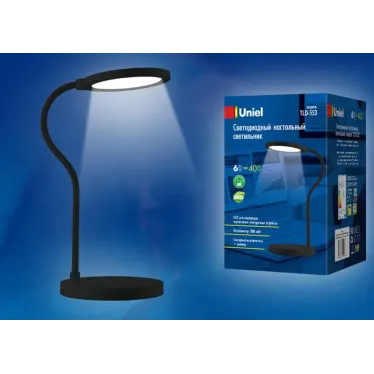 Светильник настольный TLD-553 Black/LED/400Lm/4500K/Dimmer/USB 6W акк 1200mAh сенсор черный | UL-00003339 | Uniel