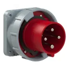 Вилка встраиваемая прямая 63А/400V/3P+E/IP67, фланец 100x100