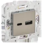                  SKANDY Розетка USB A+C 18Вт SK-R13N никель IEK
               