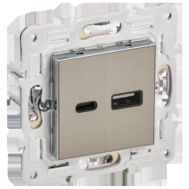SKANDY Розетка USB A+C 18Вт SK-R13N никель IEK