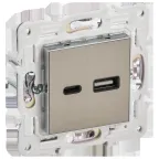 SKANDY Розетка USB A+C 3,1А SK-R14N никель IEK