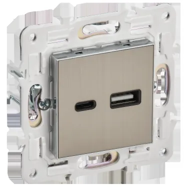SKANDY Розетка USB A+C 3,1А SK-R14N никель IEK