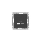 Механизм розетки USB-A+С, чёрный Эпика EKF