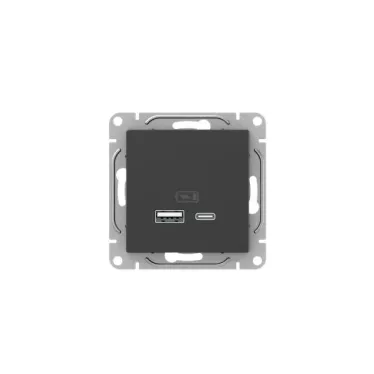 Механизм розетки USB-A+С, чёрный Эпика EKF