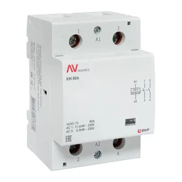 Контактор модульный КМ 80А 2NО 230VAC (3 мод.) AVERES EKF