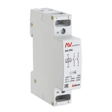 Контактор модульный КМ 25А 2NО 24VAC (1 мод.) AVERES EKF