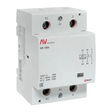 Контактор модульный КМ 100А 1NC+1NO 230VAC (3 мод.) AVERES EKF