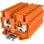 Клемма мини TP 1-1 проходная, Push-in, сечение 2,5 мм. кв., DIN 15, оранжевая