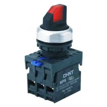 Переключатель с подсветкой NP8-11XD/214, 2 полож. фикс., красн., AC110-230В(LED), 1НО+1НЗ, IP65 (R) | 667554 | CHINT