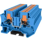 Клемма TP 1-1 проходная с боковой вводом провода .Push-in, сечение 6 мм. кв., синяя