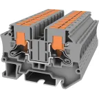 Клемма TP 1-1 проходная с боковой вводом провода .Push-in, сечение 6 мм. кв., серая