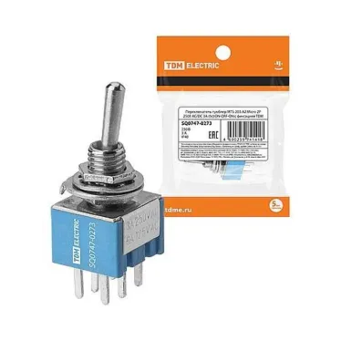 Переключатель-тумблер MTS-203-A2 Micro 2P 250В AC/DC 3А (6c) ON-OFF-ON с фиксацией  | SQ0747-0273 | TDM