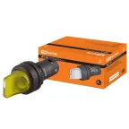 Переключатель на 3 положения с фиксацией SB7-CK3565-24V короткая ручка(LED) d22мм 1з+1р желтый | SQ0746-0070 | TDM