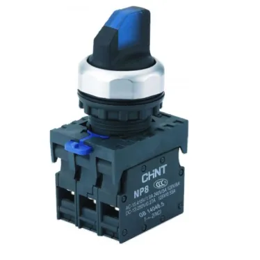 Переключатель с подсветкой NP8-20XD/315, 3 полож. фикс., синий, AC110-230В(LED), 2НО, IP65 (R) | 667616 | CHINT