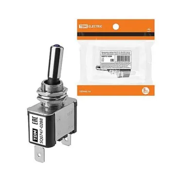 Выключатель-тумблер ASW-07D 1P 12В AC/DC 25А (3c) ON-OFF с фиксацией с синей LED подсветкой  | SQ0747-0288 | TDM