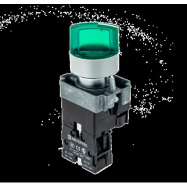 Переключатель с LED подсветкой, 220V AC/DC, зеленый, 3 полож. 1NO, фикс., мет. MTB2-BK3363 | 58224 | ОВЕН
