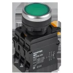Кнопка с подсветкой и фиксацией d-22мм 1NO+1NC зелёная MASTER IEK
