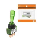 Выключатель-тумблер ASW-13D 1P 12В AC/DC 20А (3c) ON-OFF с фиксацией с зеленой LED подсветкой  | SQ0747-0284 | TDM