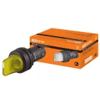 Переключатель на 3 положения с фиксацией SB7-CK3565-220V короткая ручка(LED) d22мм 1з+1р желтый | SQ0746-0069 | TDM