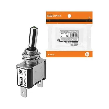 Выключатель-тумблер ASW-07D 1P 12В AC/DC 25А (3c) ON-OFF с фиксацией с зеленой LED подсветкой  | SQ0747-0289 | TDM