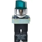 Переключатель NP2-BK12365, 2 положения фиксацией 1НО+1НЗ, зелёная AC230В (LED), IP40 (R) | 265954 | CHINT