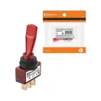 Выключатель-тумблер ASW-13D 1P 12В AC/DC 20А (3c) ON-OFF с фиксацией с красной LED подсветкой  | SQ0747-0281 | TDM