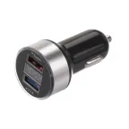                  Автозарядка в прикуриватель 2хUSB с дисплеем, АЗУ, 1000+2100 mA, серебристая,
               